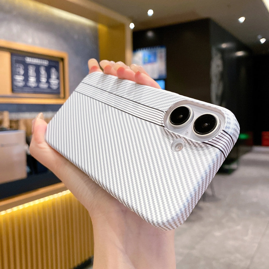 Luxury Carbon Fibre Kevlar Pattern Plastic Case For iPhone 17 Air 16 15 14 Plus 13 12 11 Pro Max Dual Color Shockproof PC Cover