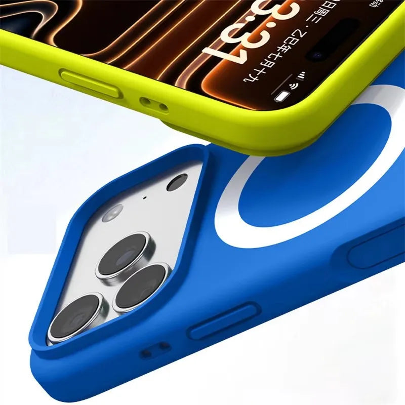 Dopamine Neon Color Matte Original Liquid Silicone Case For iPhone 17Pro Max 16 17 17Pro Magnetic For Magsafe Shockproof Cover