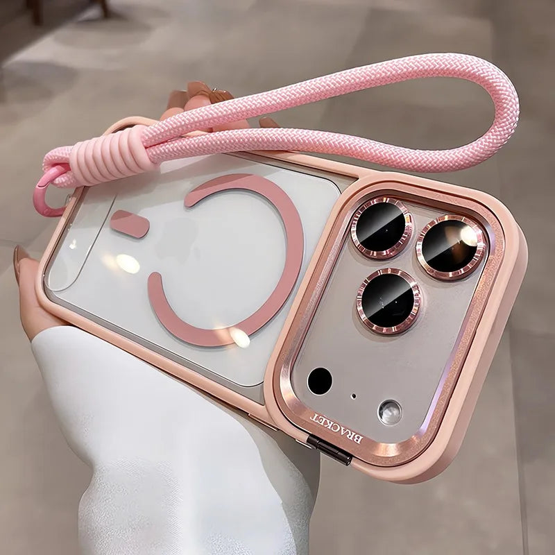 New Camera Bracket For Magsafe Case for iPhone 17 Pro Max 17 Air 16 15 14 Plus 11 12 13 Pro Max With Wrist Strap Lens Film Cover