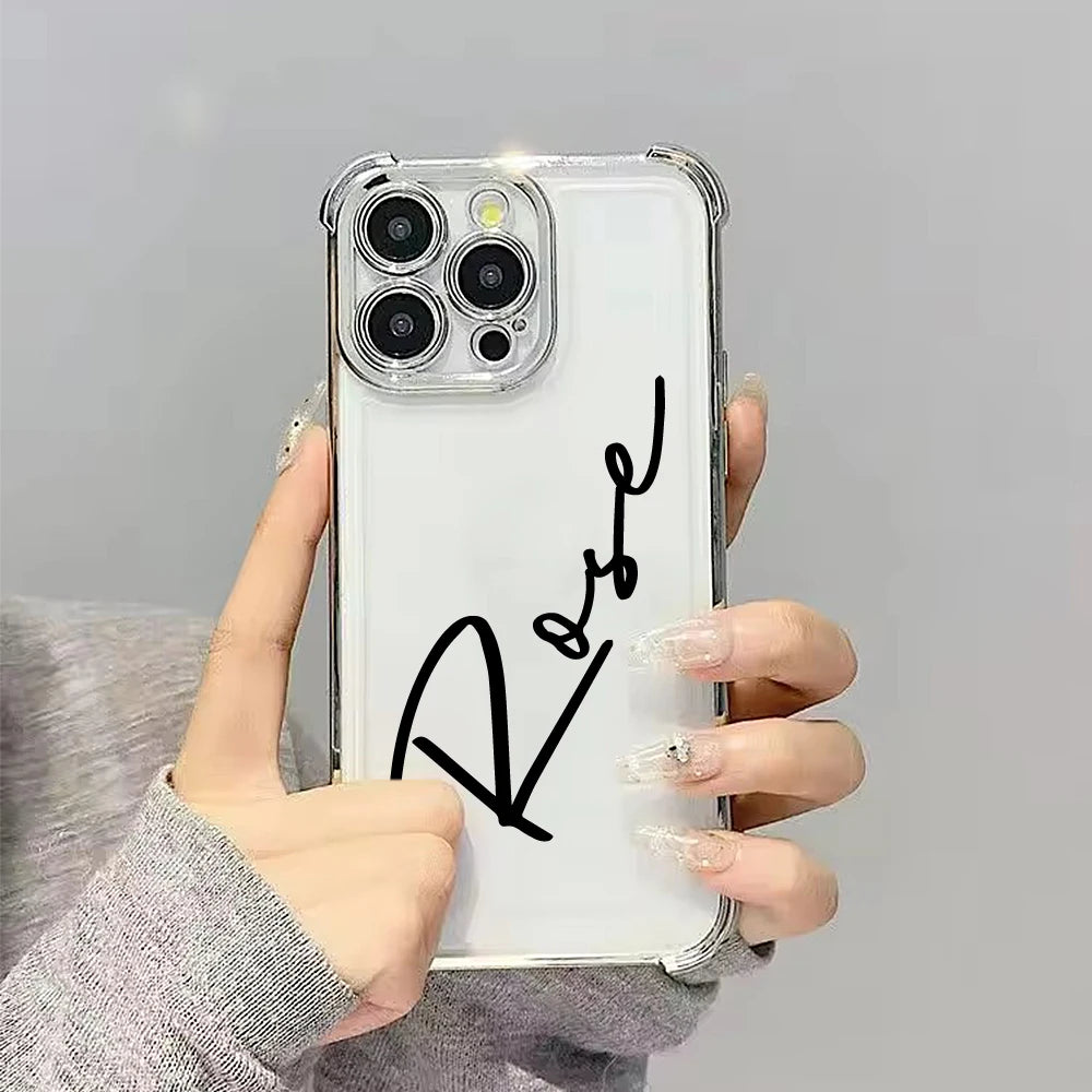 Personalized Customized Initials Name Case For iPhone 17 16 15 14 13 12 11 Pro Max Plus Big Letter Engraving  Cover