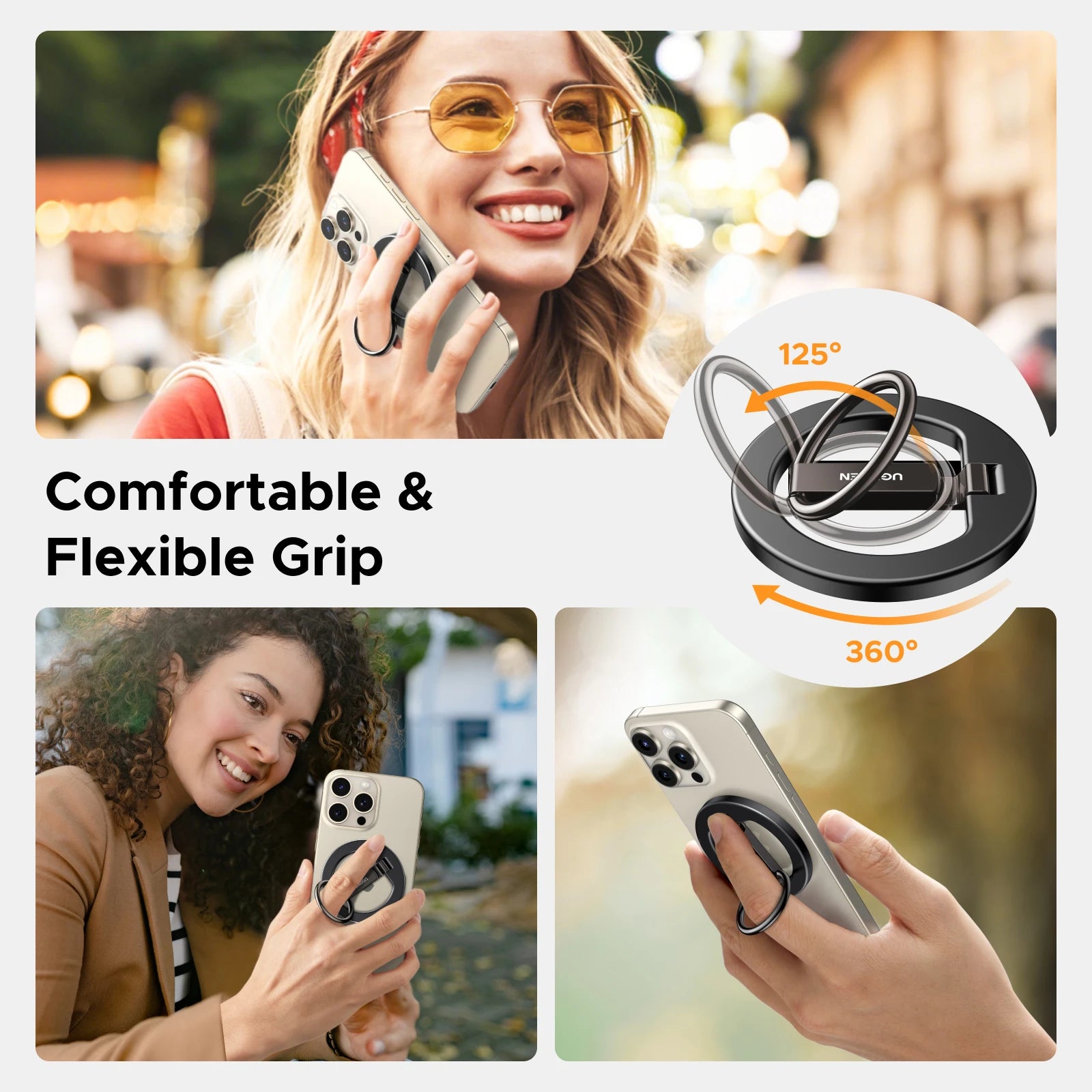 UGREEN Magnetic Phone Ring Holder Aluminum 360°Rotation Phone Stand For Strong Magsafe iPhone 15 14 13 Pro Xiaomi Samsung Huawei