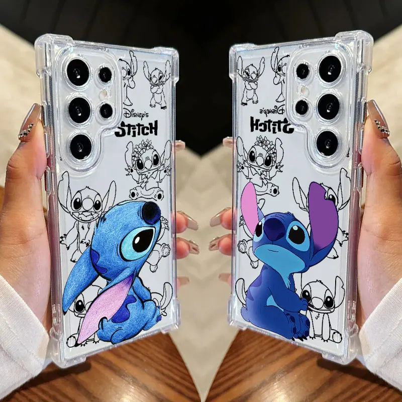 Cute Stitch Baby Disney Clear Phone Case For Samsung Galaxy S26 S25 S24 Ultra S23 S22 Plus S21 S20 FE 5G Shockproof Soft Cover