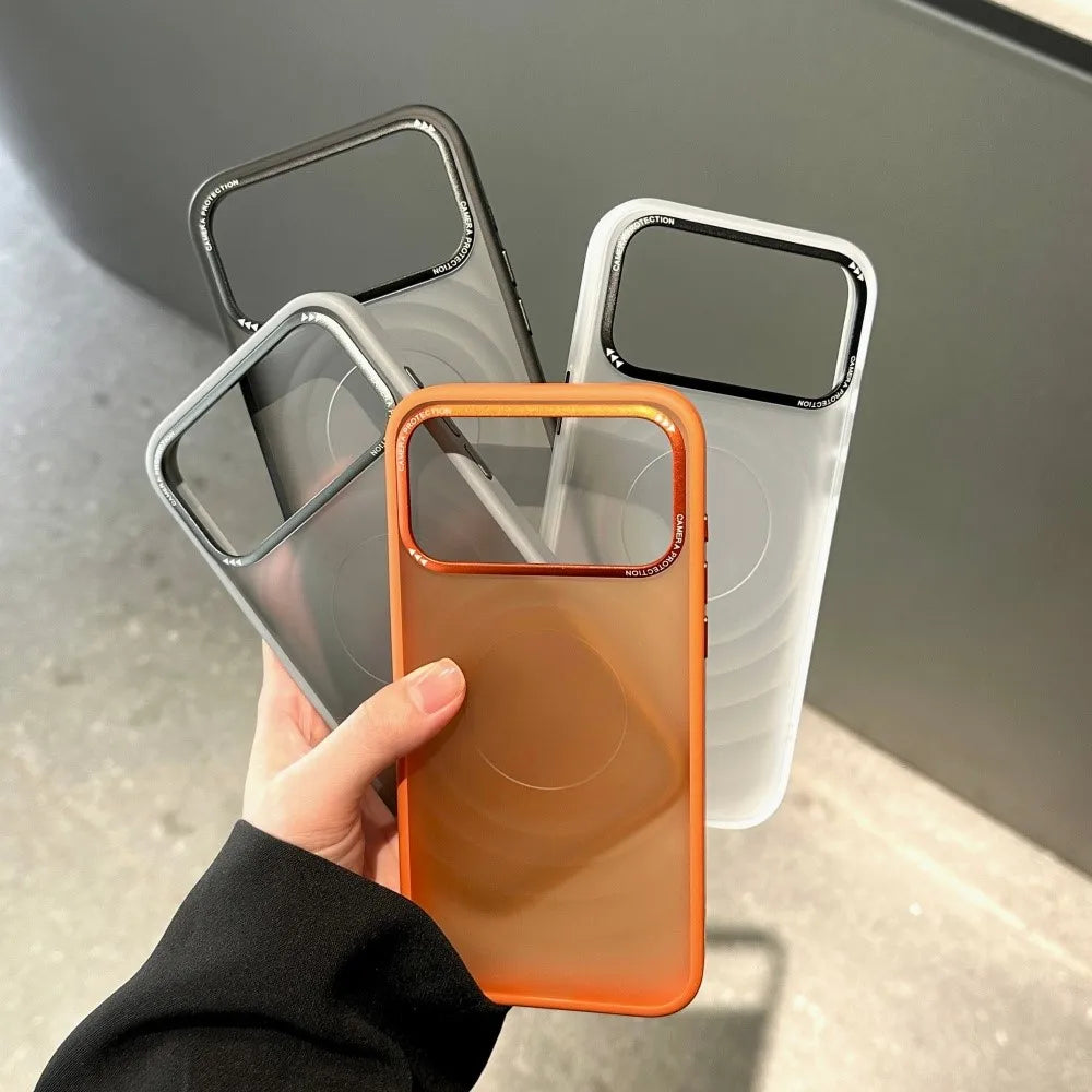 Translucent Smooth Water Ripple Hard PC Case For iPhone 17 Air 16 15 14 13 Pro Max Plus Luxury Frosted Metal Camera Matte Cover