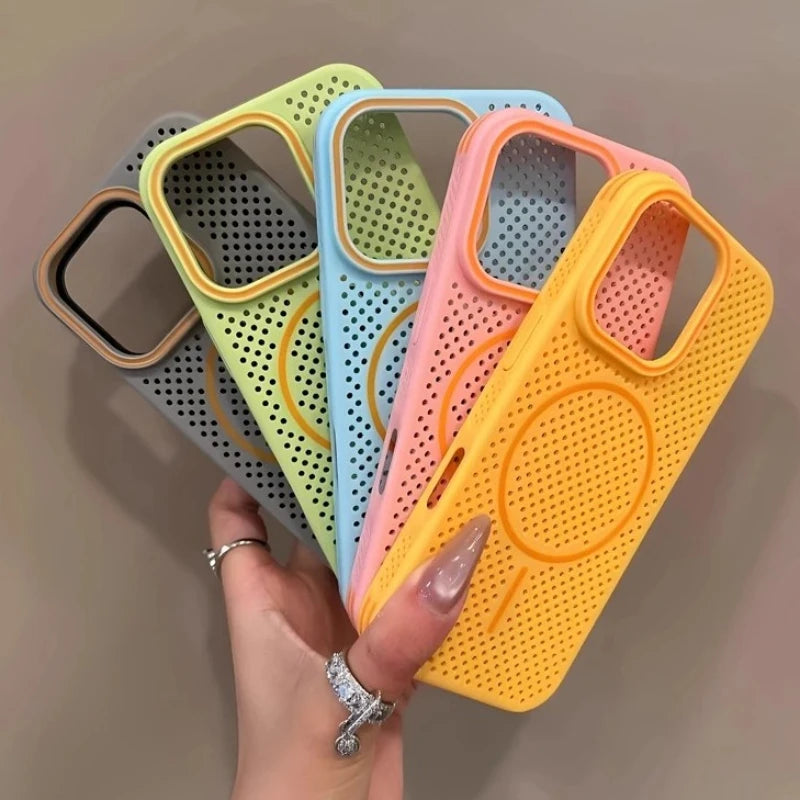 Luxury For Magsafe Heat Dissipation Candy Phone Case For iPhone 17 16 15 14 13 12 Pro Max Plus 17 Air Magnetic Bumper Back Cover