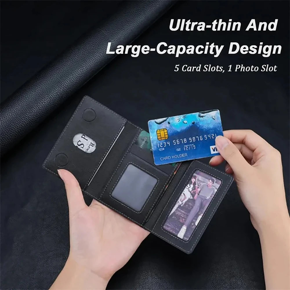 Strong Magnetic Folding Wallet Card Holder Leather Case for Magsafe IPhone 17 16 Pro Max Samsung S25 Ultra Mag Safe Stand Cover