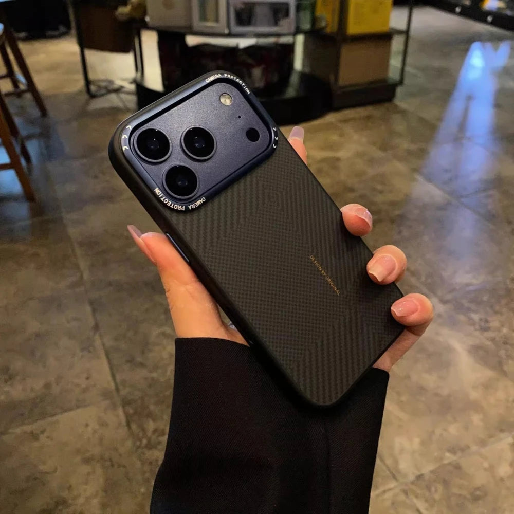Matte Carbon Fiber Texture Magnetic Case For iPhone 17 16 Pro Max Magnets Charging Camera Lens Shockproof Soft Edges Phone Cover