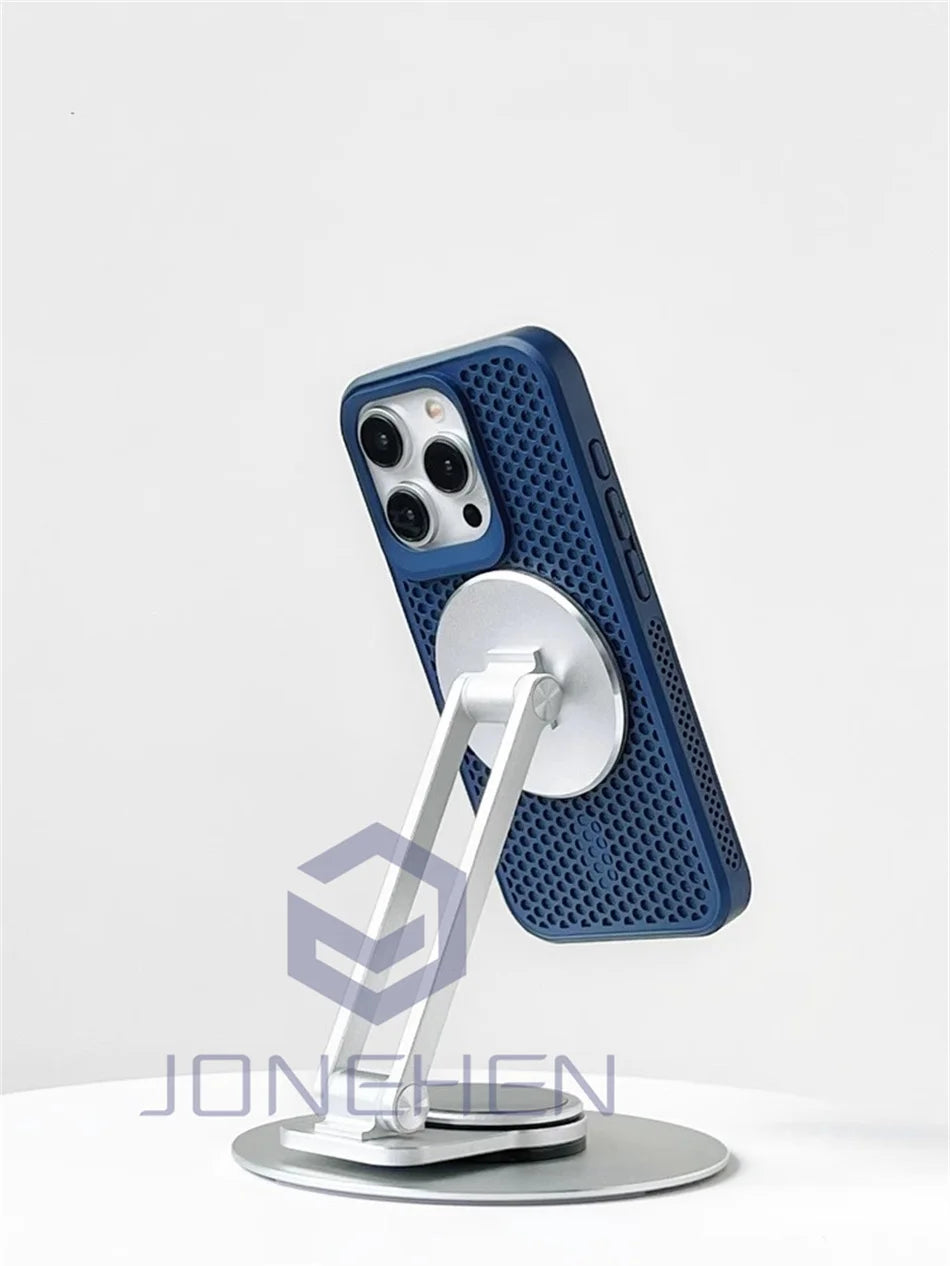 Heat Dissipation For Magsafe Magnetic Case For iPhone 16 15 14 13 12 17 Pro Max Luxury Cooling Breathable Wireless Charge Cover