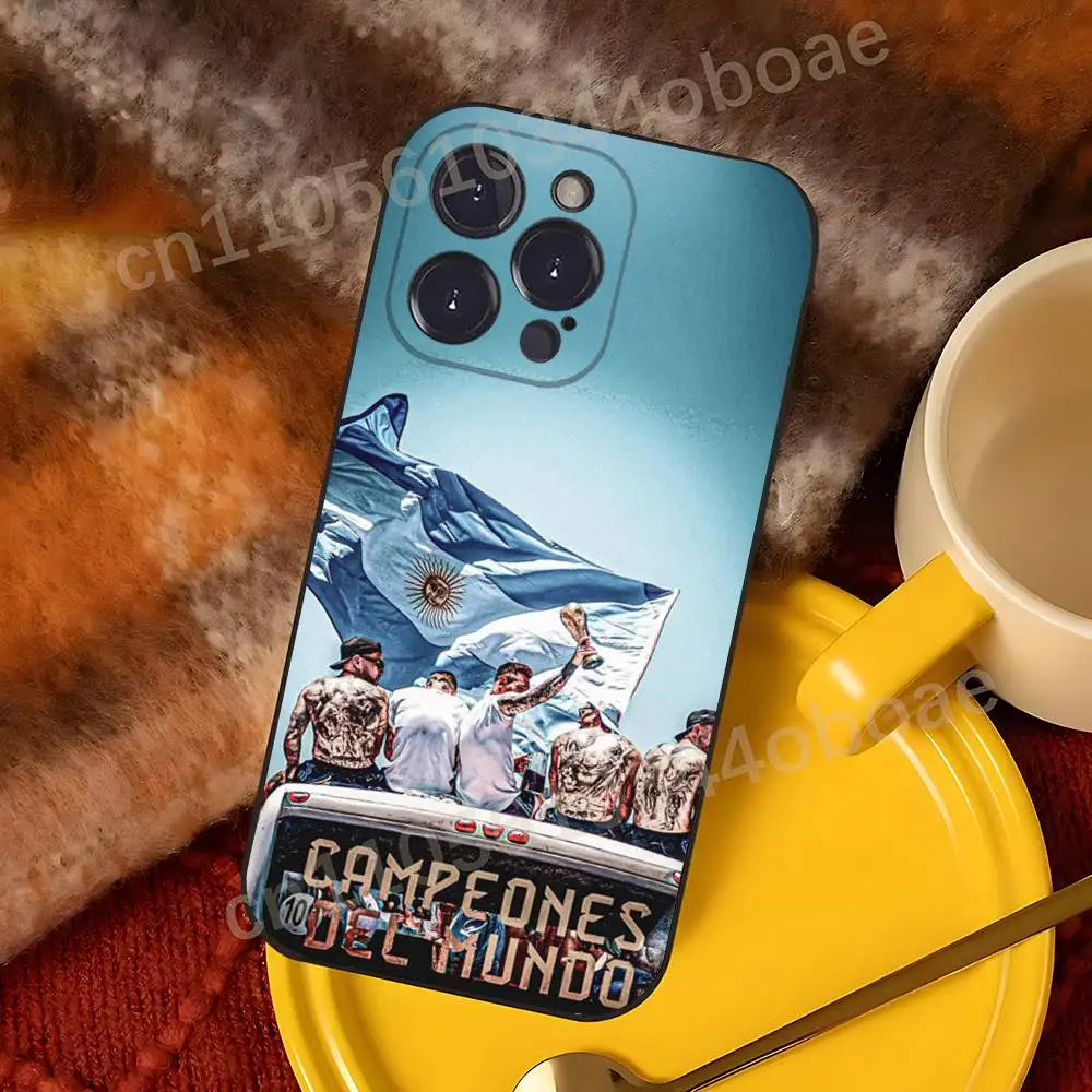 2026 WC ARG A-Argentina Phone Case For iPhone 17,16,15,14,13,12,11,Pro,Max,Plus Soft Black Cover