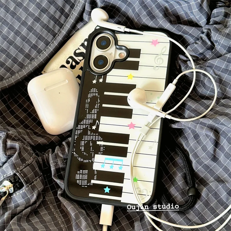 Korean Stars Minimalist Music Theory Piano Keys Phone Case For iPhone 17 AIR 16 15 14 13 12 11 PRO MAX 7 8 PLUS Dustproof Cover