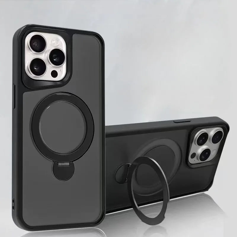 Luxury magnetic MagSafe 360-degree rotating stand phone case for iPhone15 13 14 12 16ProMax foldable stand shockproof back cover
