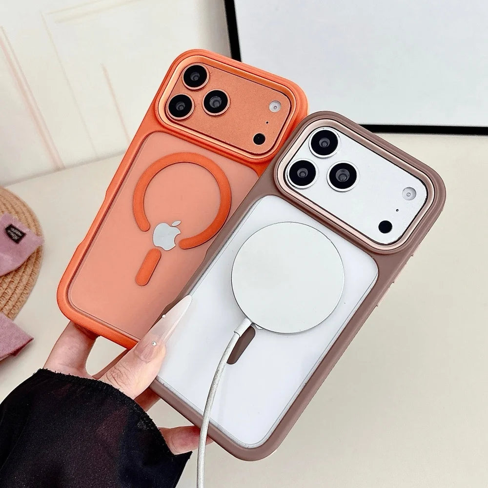 Transparent Contrasting Colors Magnetic Case for iPhone 17 Pro Max 16 15 14 13 12 Pro Max 17 Air Plus Shockproof PC TPU Cover