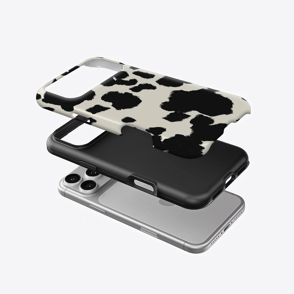 Timeless Black & White Cow Print Phone Case for Magnetic Phone Case for IPhone 17 16 15 14 Pro Max Plus Single Double-layer Case