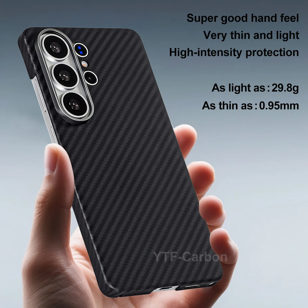YTF For Samsung Galaxy S26 Ultra Aramid Fiber phone case for magnetic S26 plus Thin Luxury S26 cover protective Kevlar case