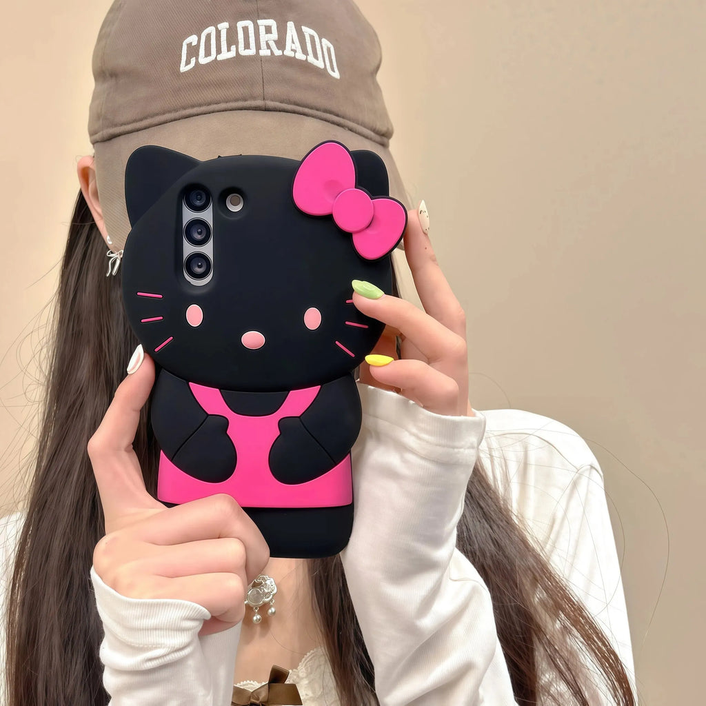 Kawaii Hello Kittty Phone Case For Samsung Galaxy S25 S24 S23 S22 Ultra Plus S20 S21 S23 FE A54 A55 A36 A16 A15 Silicone Cover