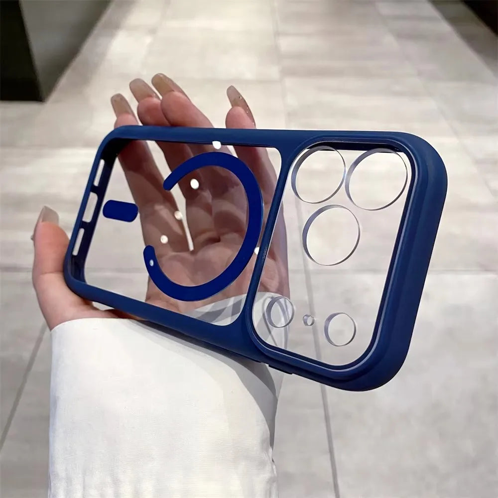Luxury Transparent Magnetic Case For iPhone 17 Pro Max For Magsafe Wireless Charging Clear Hard Acrylic Shockproof Cover