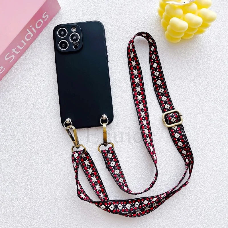 Classic Strap Case For Xiaomi POCO X8 X7 X6 M7 Mi 15T 14T 13T Redmi Note 15 Pro Plus Crossbody Neck Lanyard Soft Silicone Cover