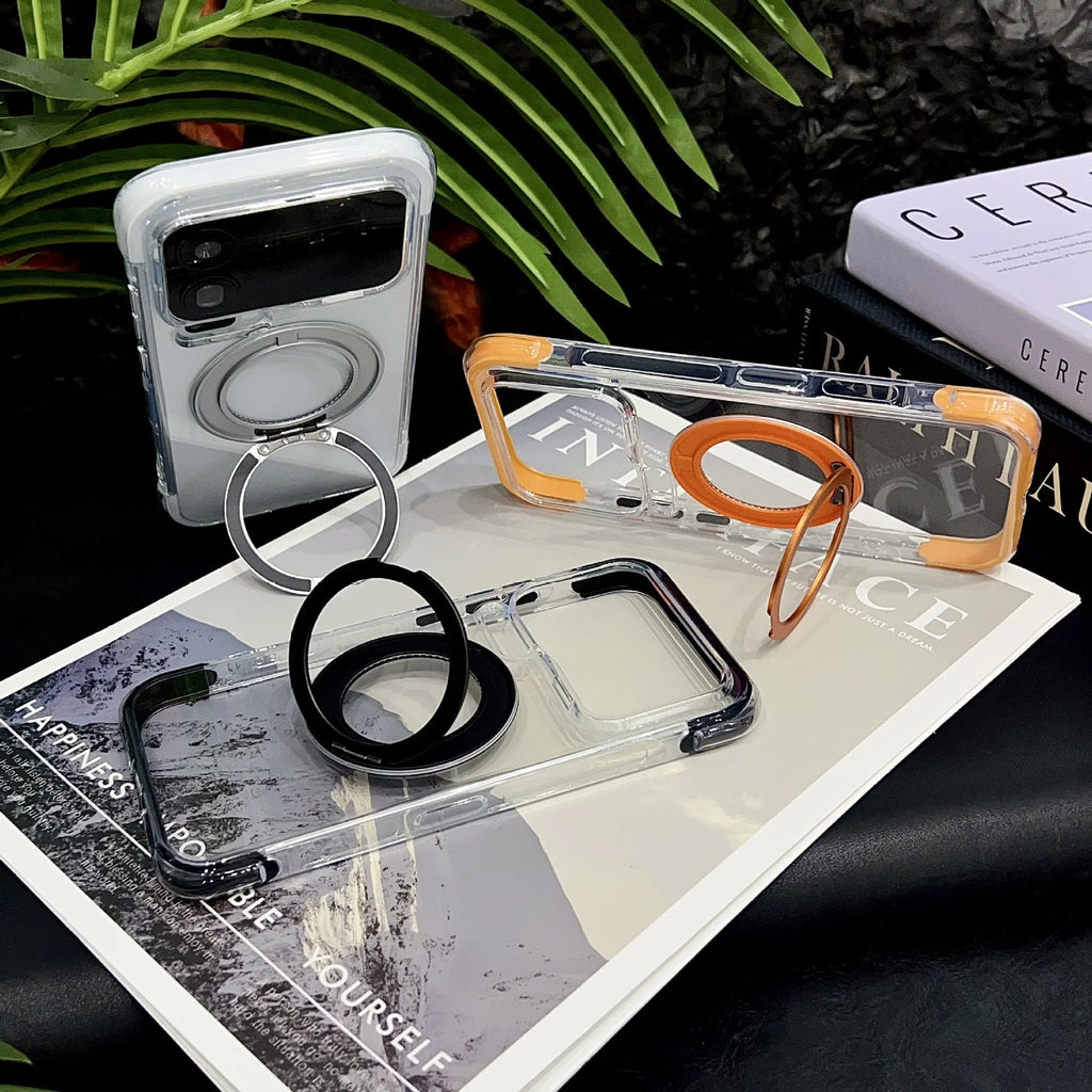 360° Rotation Ring Stand Magnetic Clear Case For Xiaomi 17 Pro Max  Anti-drop Shockproof for Magsafe Transparent Protective