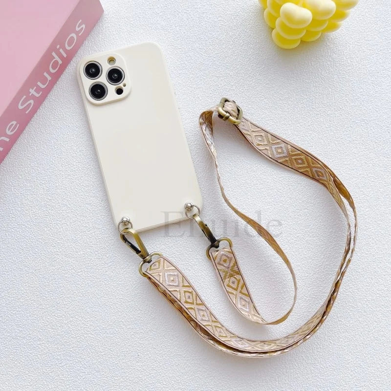 Classic Strap Case For Xiaomi POCO X8 X7 X6 M7 Mi 15T 14T 13T Redmi Note 15 Pro Plus Crossbody Neck Lanyard Soft Silicone Cover