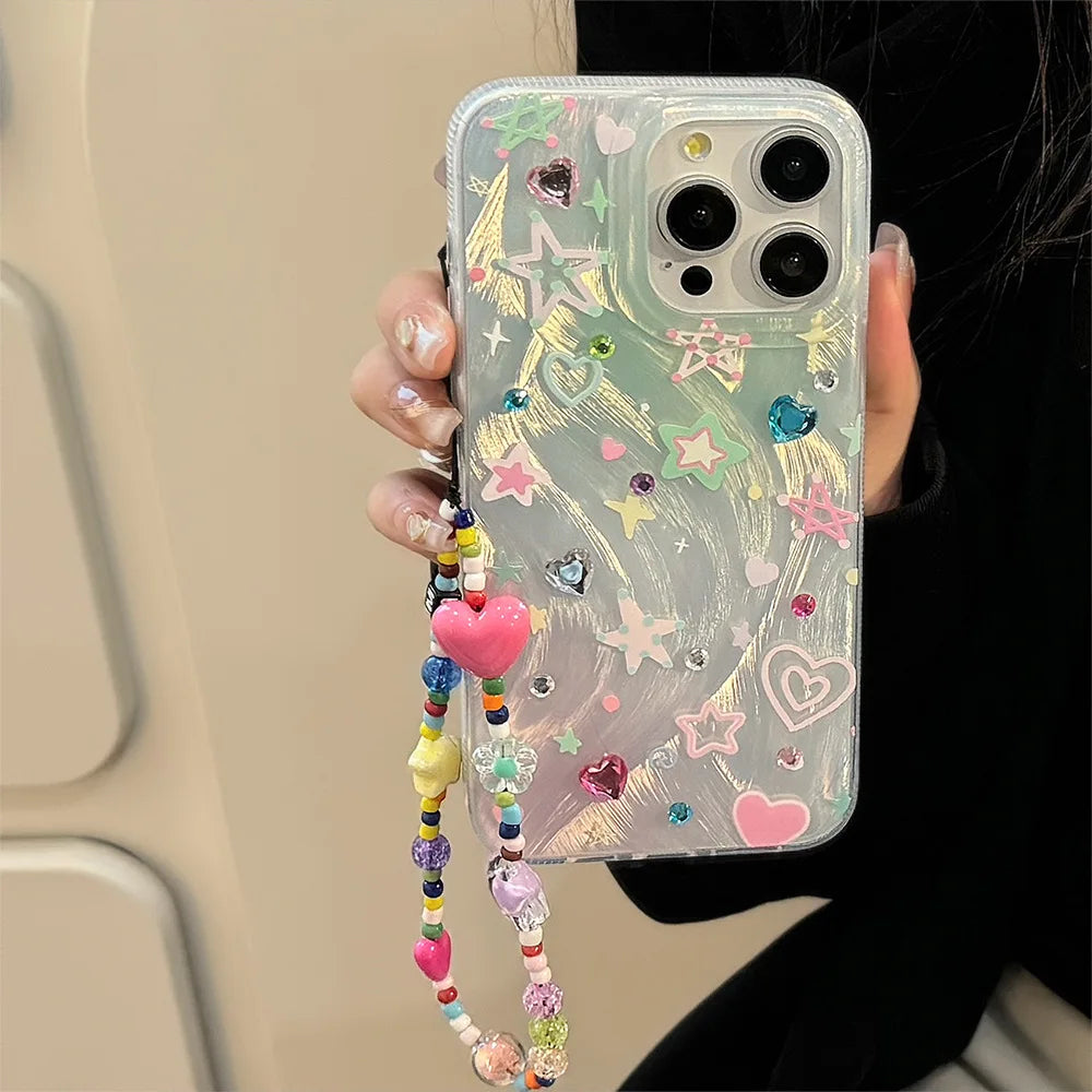 Colorful stars ins shiny Phone Case for Samsung Galaxy A37 A57 A17 A07 A56 A36 A26 A73 A55 A54 A53 A52 A34 A33 A23 A14 A13 4G 5G