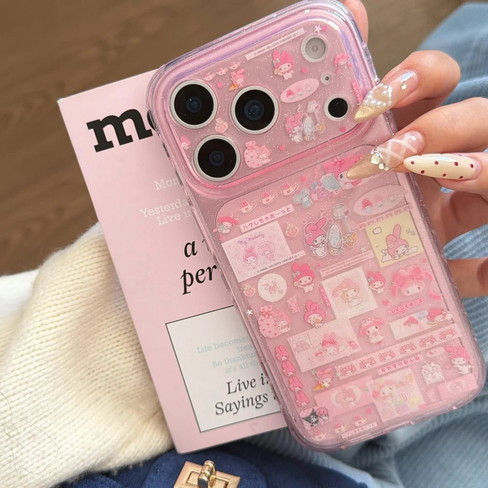 Luxury Double Layer Collage Melody Hot Sale Phone Case For iPhone 17 Pro 15 Pro 14 16 Pro Max Shockproof Protective Cute Cover