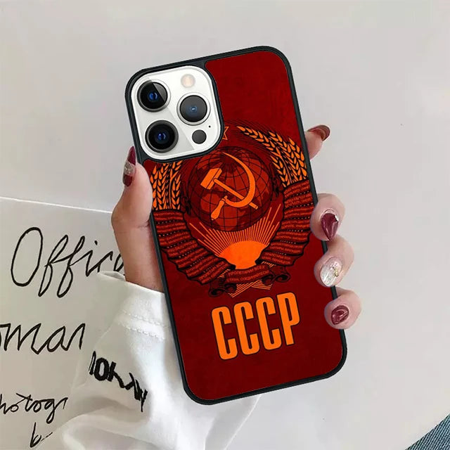 Russia Soviet Emblem Flag Coque Shell For iPhone 17 Air 15 16 14 13 12 Pro Max 11 Pro Max Plus Phone Case Cover