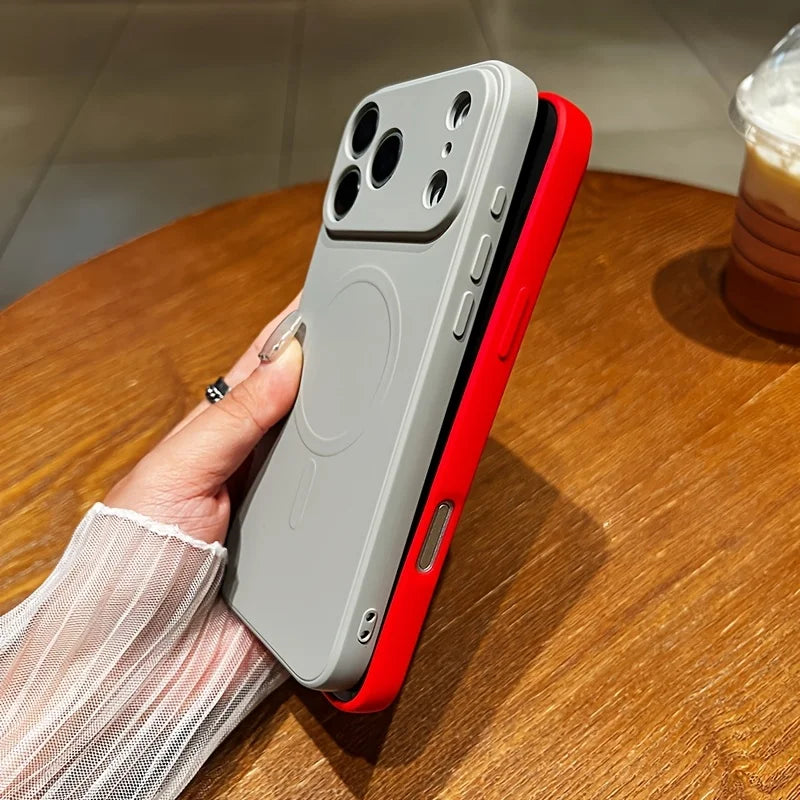 Luxurious silicone texture magnetic phone case suitable for 17/16/15/14/13/12/11 Pro Max Compatible with wireless charging suppo