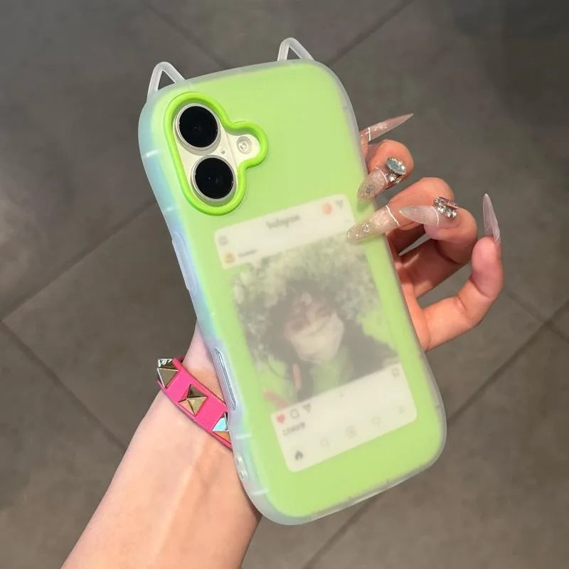 New Luxury Cute 3D 2-in-1 Cat Ear Jelly Phone Case for IPhone 17 16 15 14 13 12 11 Pro Max Shockproof Bumper Soft Jelly Cover