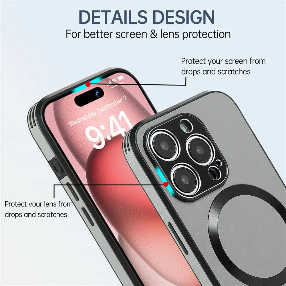 Luxury Magnetic Leather Stand Phone Case For iPhone 17 16 15 14 11 12 13 Pro Max Wireless Charging For Magsafe Shockproof Cover