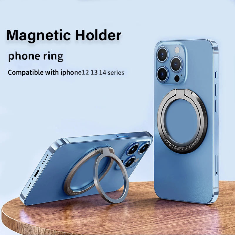 Ultra-thin Cell Phone Ring Holder Magnetic Ring Rotatable Foldable Kickstand Magnet Grip Desktop Stand for MagSafe Phone 15 13