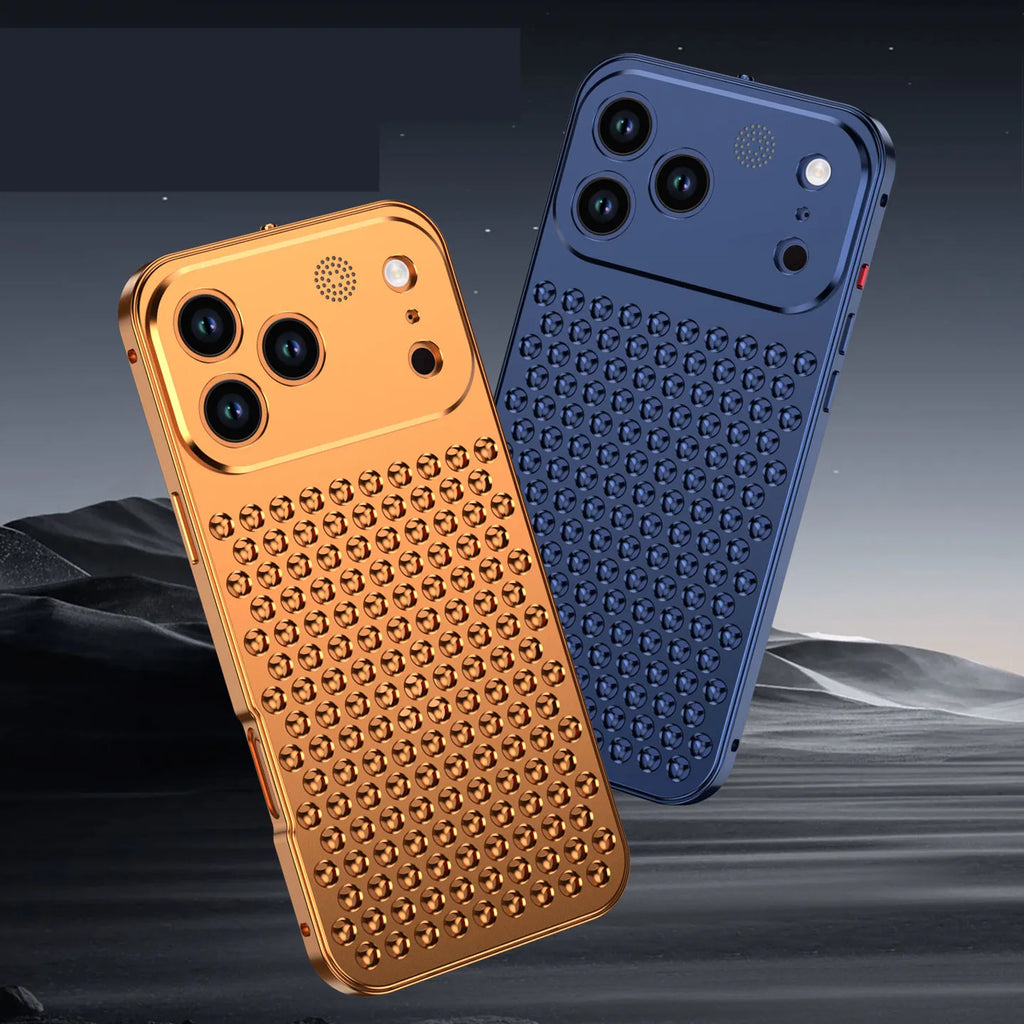 Metal Cooling Hollow Aluminum Phone Case For iPhone 17 Pro Max Aroma Diffuser Heat Dissipation Cover Funda For iPhone 17 Pro