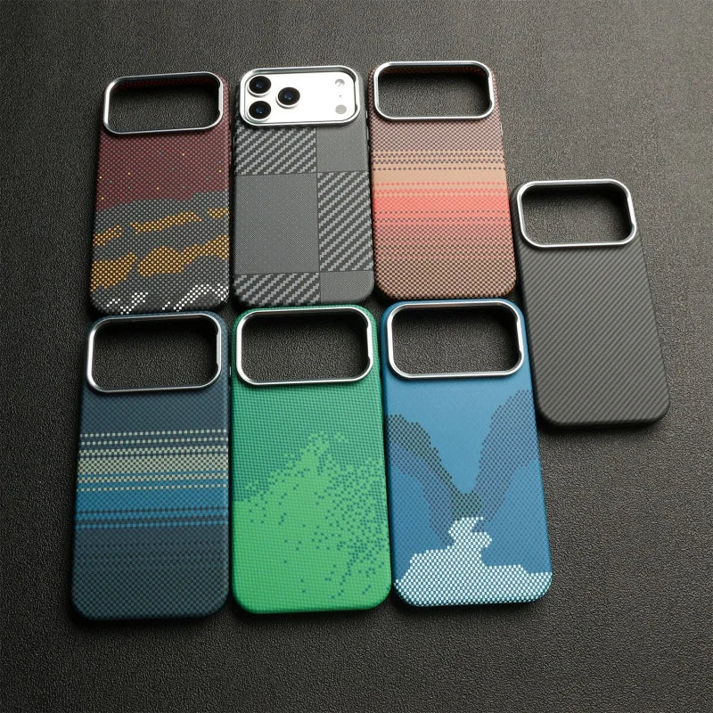 Luxury Carbon Fiber Pattern Magnetic For Magsafe Case For iPhone 17 Air 16 15 14 13 12 Pro Max Wireless Charge Shockproof Cover