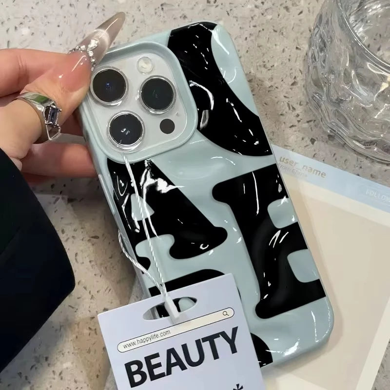 Simple Letter Patterns Phone Case For iPhone 17 16 Pro Max 15 Pro Plus 14 13 12 11 Candy Wave Texture Soft Protective Cover