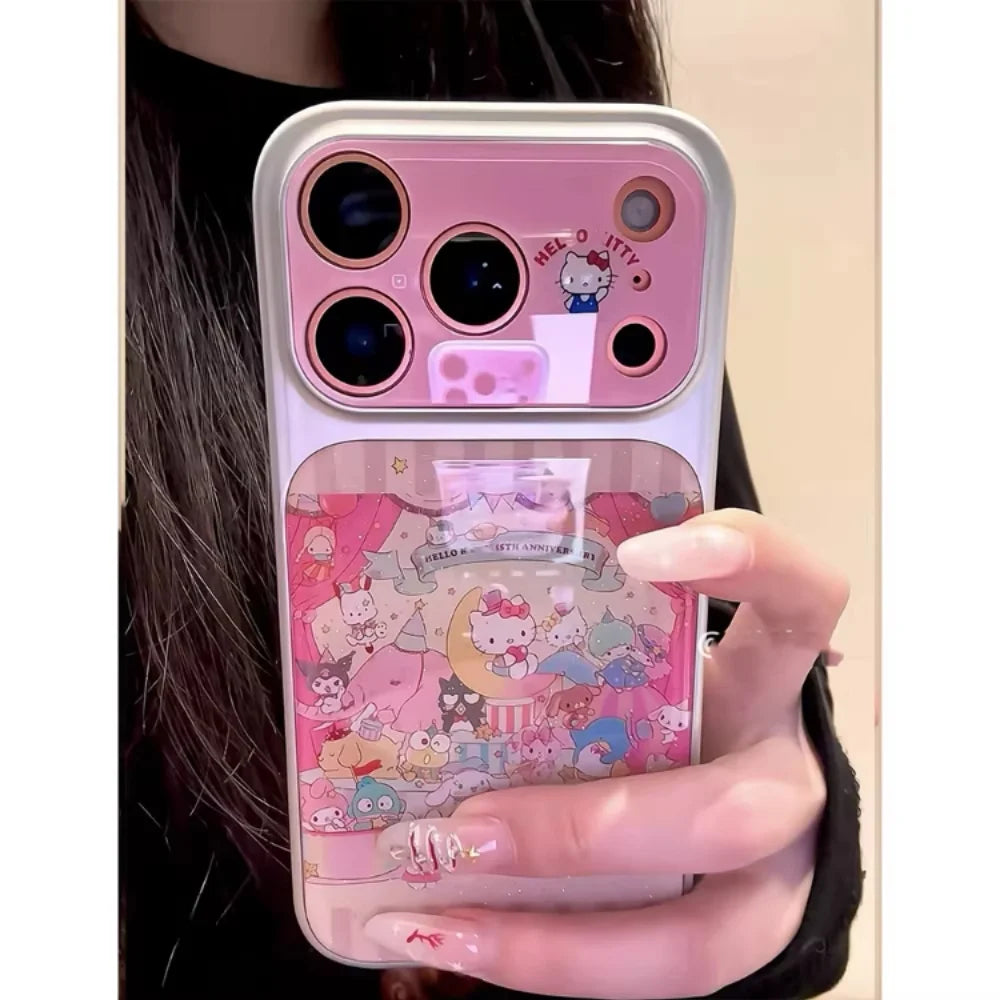Sanrio Cartoon Pink Cute Hello Kitty Party Phone Cases For iPhone 17 16 15 14 Pro Max Lens Shockproof Protective Kawaii Cover