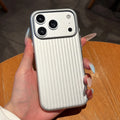 3D Stripe Metal Paint Case For iPhone 17 Air 16 15 14 13 12 11 Pro Max Textured Corrugated Shockproof Luggage Pattern PC Cover