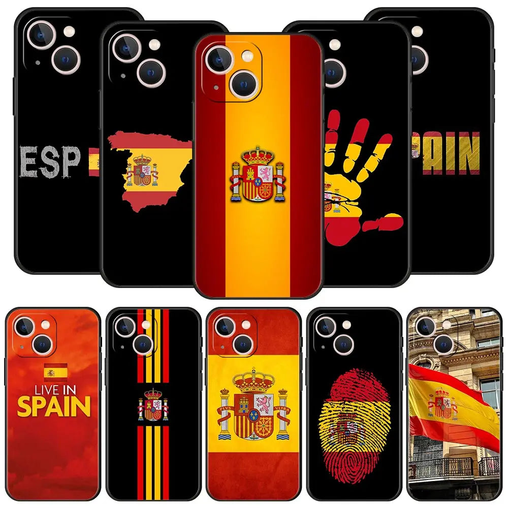 Spain flag Phone Case For iPhone 17 Air 16 Plus 13 15 14 12 11 Pro MAX 7 8 SE Soft TPU Shockproof Cover Funda