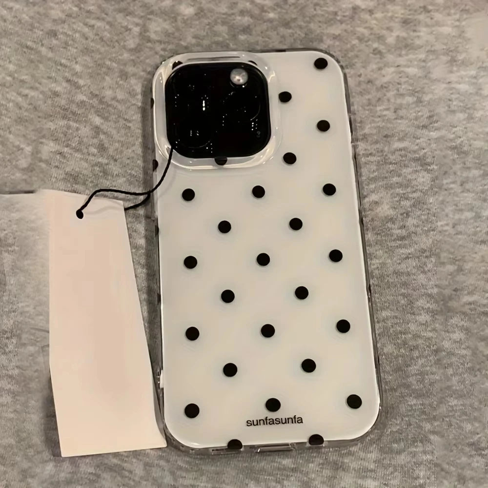 Fashion Polka Dot Soft Silicone Phone Case for iPhone 17 16 15 Pro Max 14 Plus 17Pro Ins Wave Point Ultra Slim Shockproof Cover