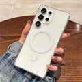 Original For Magsafe Magnetic Phone Case For Samsung Galaxy S25 S24 S23 S22 Ultra Plus Wireless Charging Shockproof Clear Cover