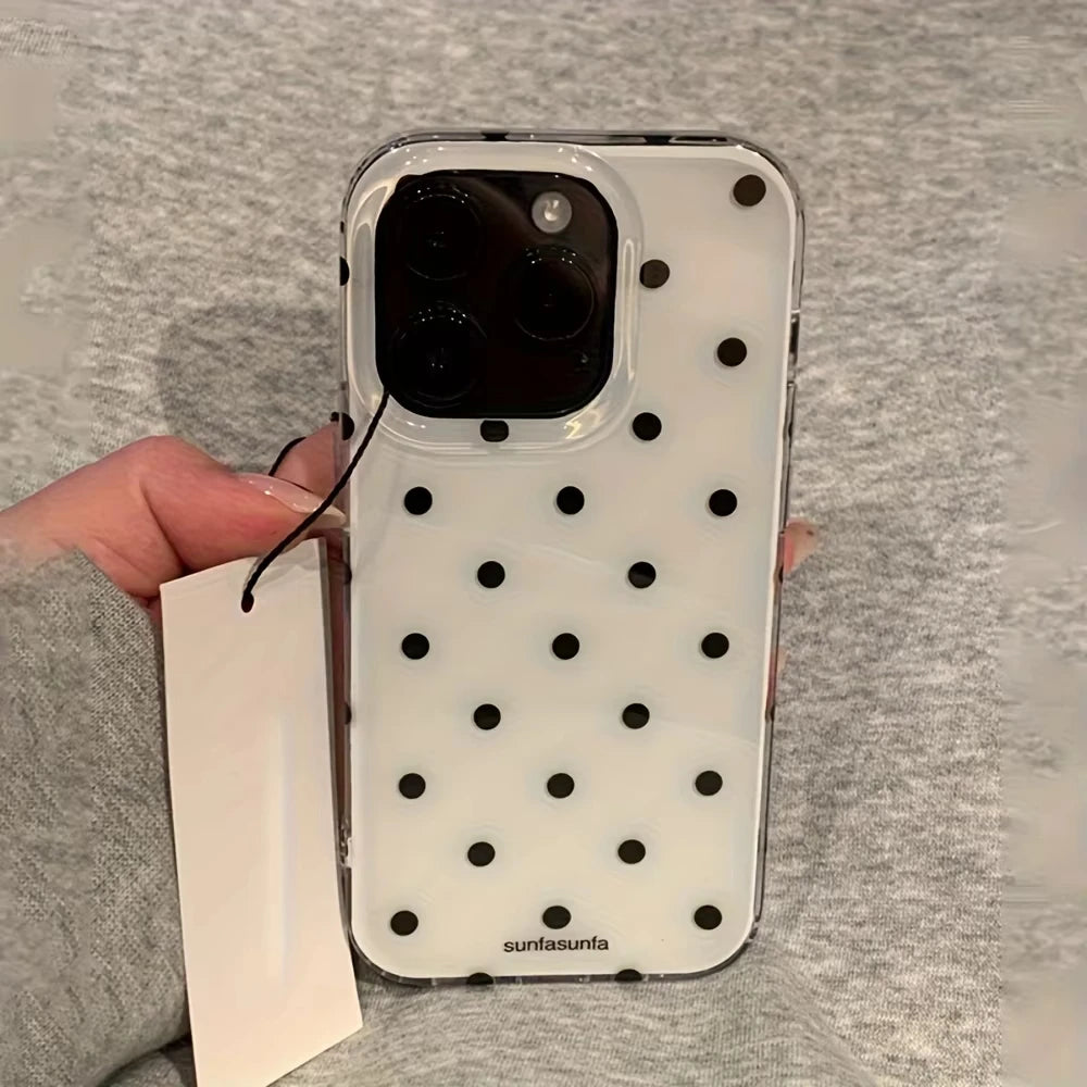 Fashion Polka Dot Soft Silicone Phone Case for iPhone 17 16 15 Pro Max 14 Plus 17Pro Ins Wave Point Ultra Slim Shockproof Cover