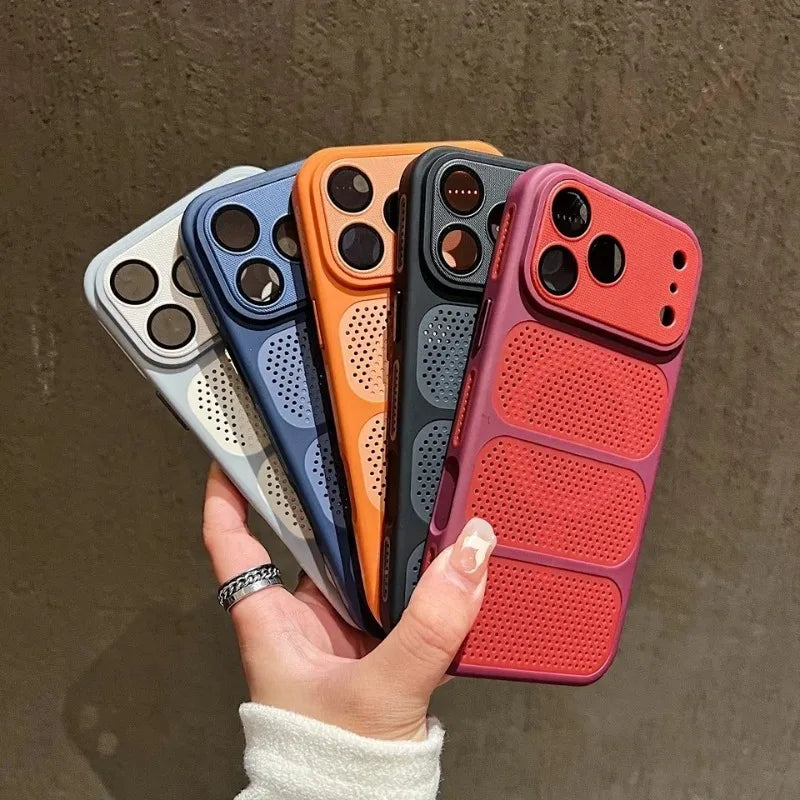 Luxury Armor Shockproof Heat Dissipation Mesh Magnetic Case For IPhone 17 16 15 14 13 Pro Max Lens Protect Matte Hard PC Cover