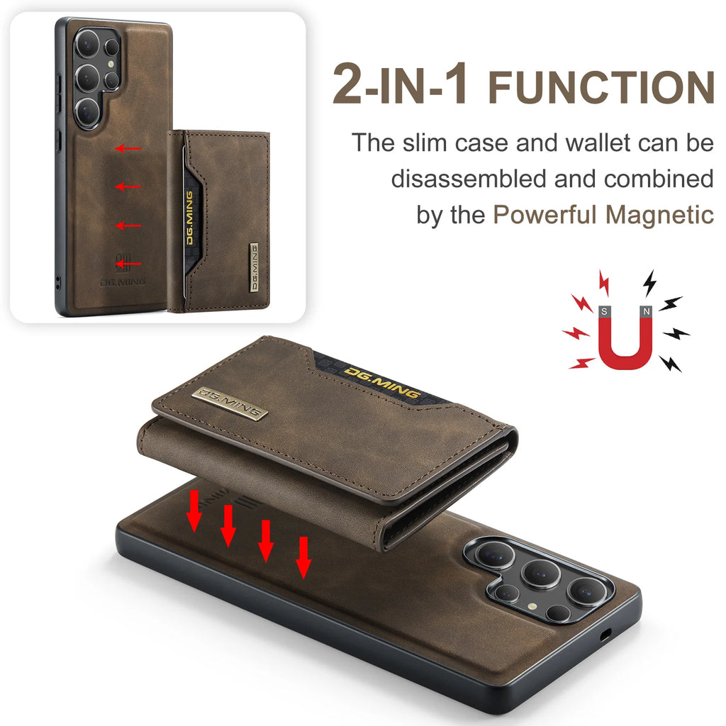2 In 1 Case For Samsung Galaxy S26 S25 S24 S23 S22 Ultra S25 Edge A56 A36 A55 Wallet Magnetic Leather Card Holder Pocket Cover