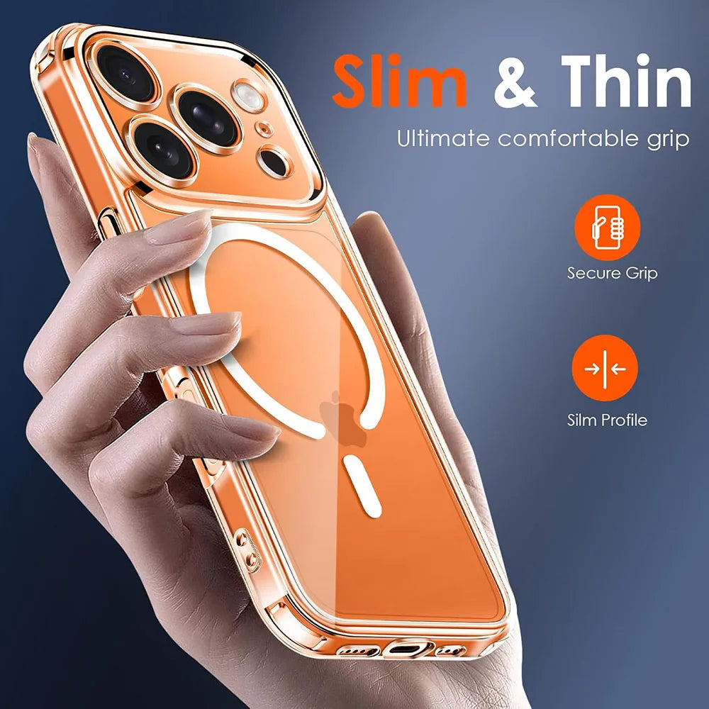 Magnetic For Magsafe Case For iPhone17ProMax iPhone 17 Pro Max Air Hybrid Hard Cover For 17Air iPhone17 Transparent Soft Shell