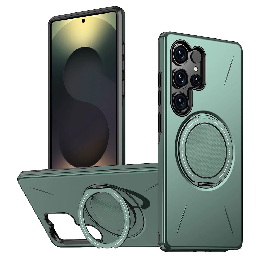 Luxury 360° Magnetic Bracket Case For Samsung Galaxy S25 S24 S23 Ultra S25FE S25Edge S24FE For Magsafe Armor Shockproof Cover