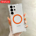Transparent Armour Magnetic Case Shelluxe For Samsung Galaxy S26 S25 Ultra S24 S23 S22 Plus Luxury Corners Protector Phone Cover