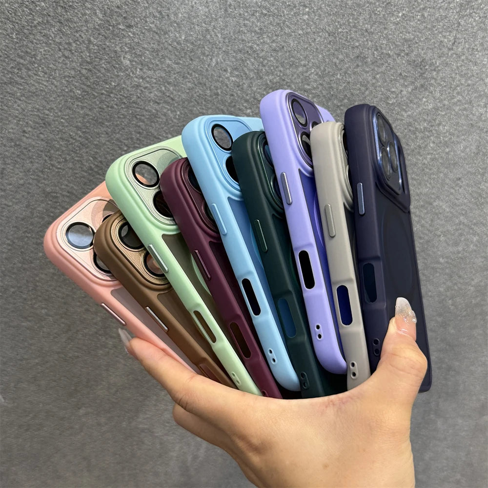Luxury Magnetic Translucent Bumper Case For iPhone 17 16 15 14 13 12 Pro Max 16 Plus 17Pro 17 Air For Magsafe Matte Armor Cover