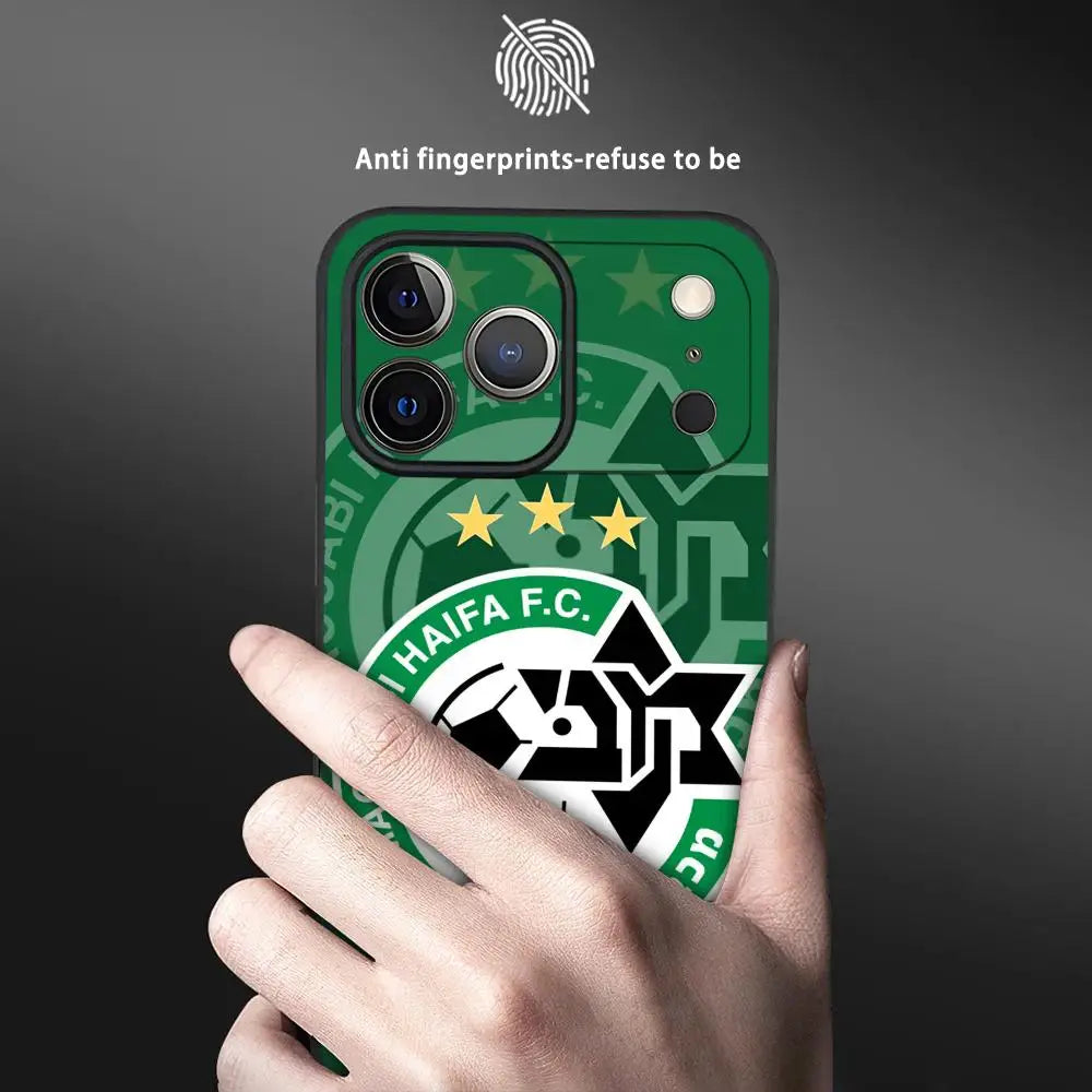 Flag M-Maccabi H-Haifa Phone Case For IPhone 17 16 15 14 13 12 11 Pro Max Plus Mini Black Frosted Soft Shell Funda