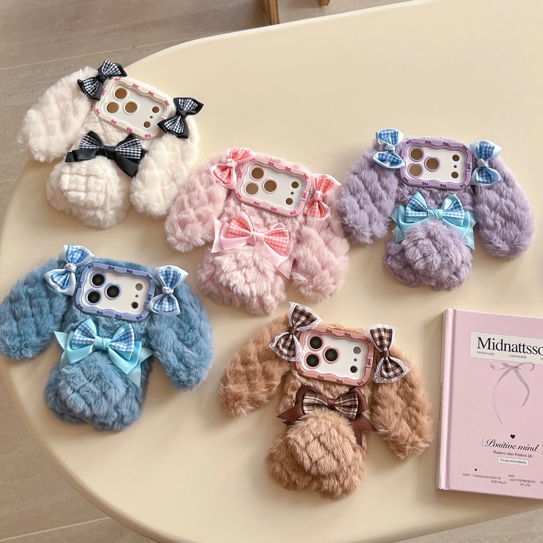 Bunny Rabbit Plush Phone Case with Butterfly Knot Design For iPhone 17 pro Max 16pro 15plus 14 13 Protective Cover