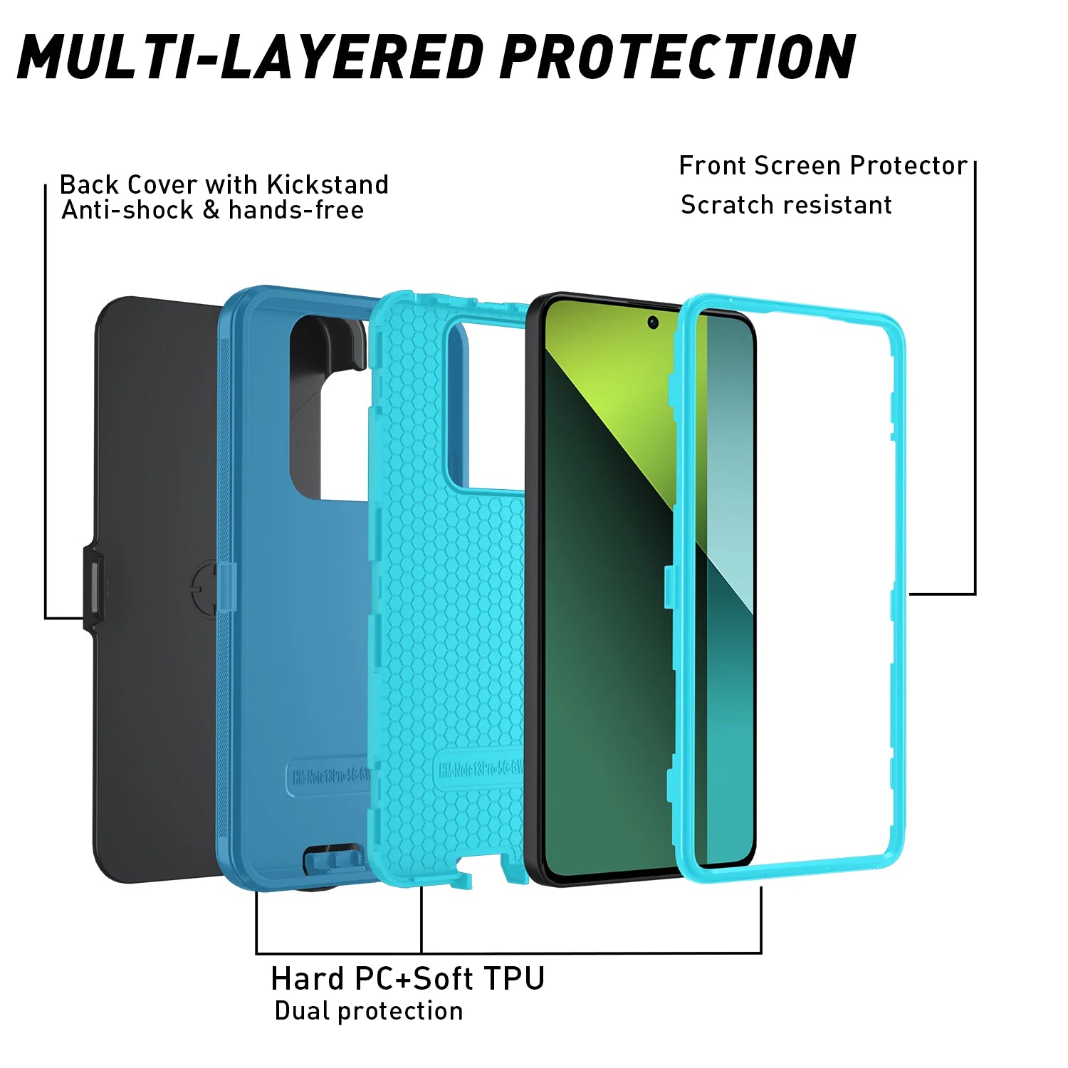 Armor Shockproof Cover For Xiaomi Poco X6 5G M6 Redmi Note 13 Pro Anti-Scratch Rugged Protective Cove For Redmi Note 13 Pro+