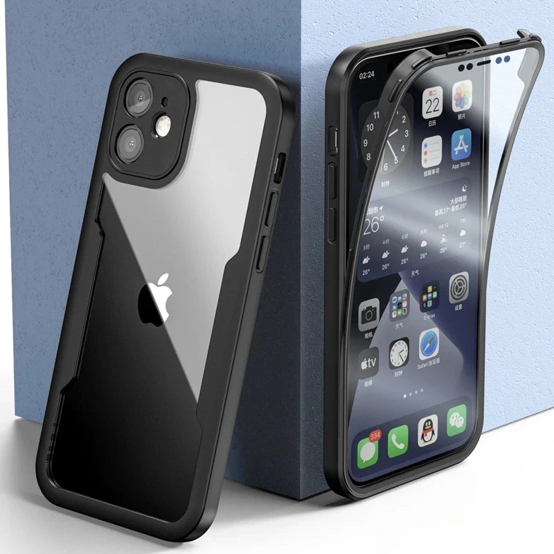360 Full Body Front+Back Clear Case For iPhone 17 16 15 14 Pro Max Air 13 11 12 Pro Max Plus 16E SE3 Bumper Shockproof Cover