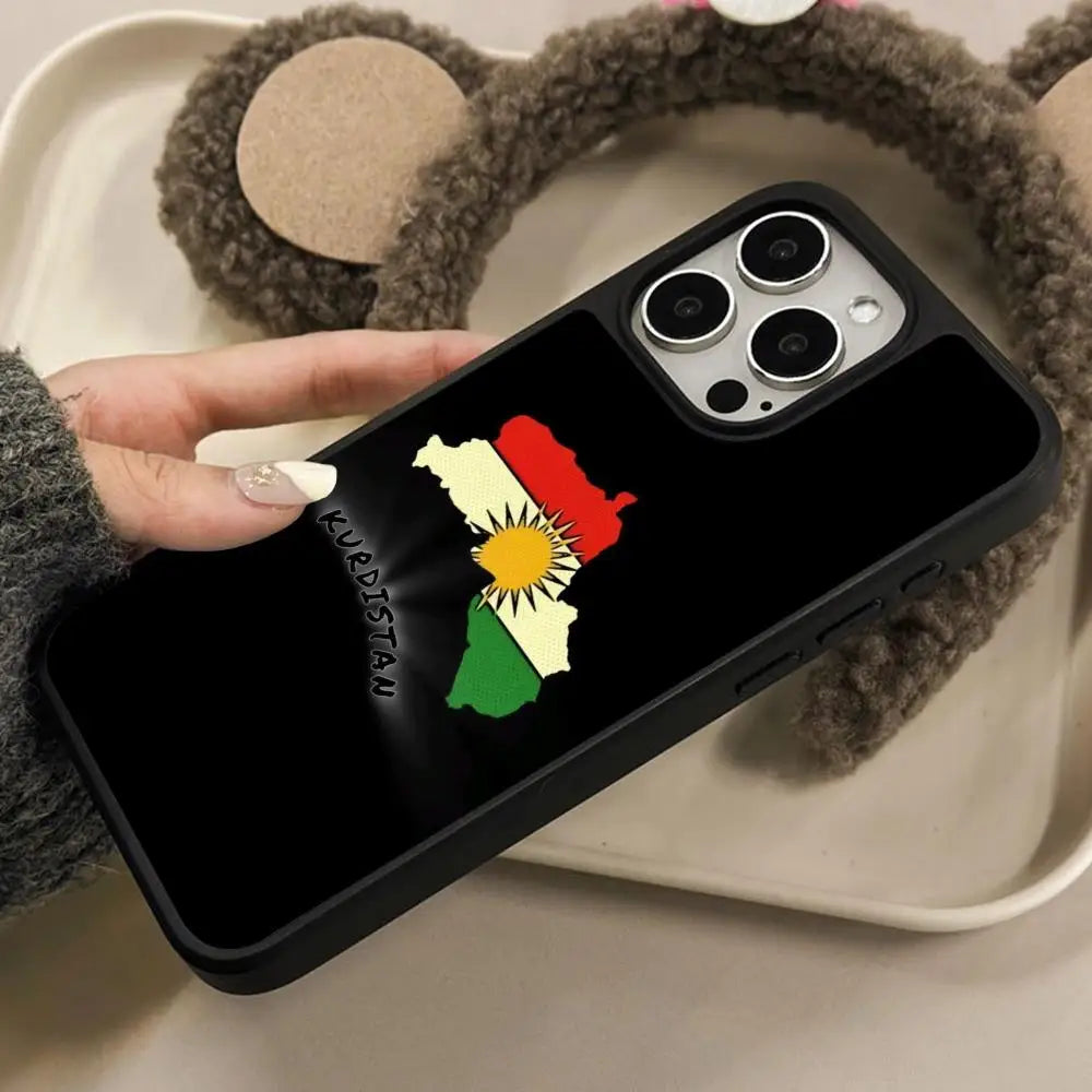 Kurdistan Flag Mobile Cell Phone Case for iPhone 17 16 15 14 13 12 11 Air Pro Max Plus Matte Surface Colorful Cover Cover Pretty