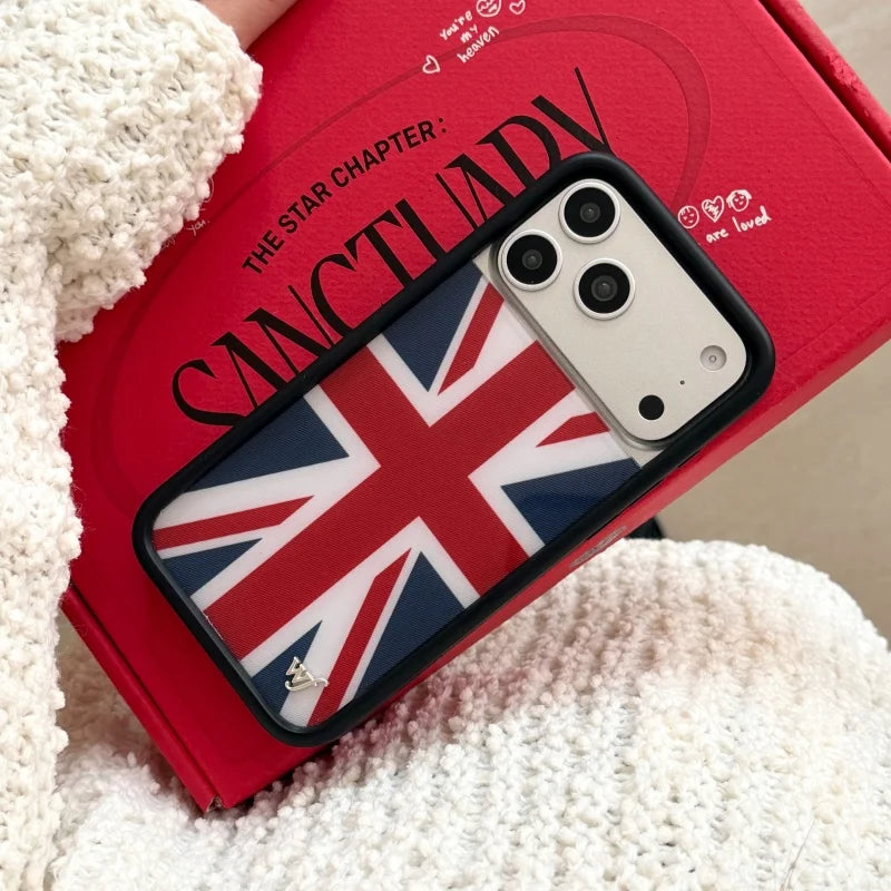 Wildflower Union Jack Phone Case for iPhone 17ProMax 12 13 14 15 16 17 Pro Max Plus Air Flag of London UK shockproof Cover